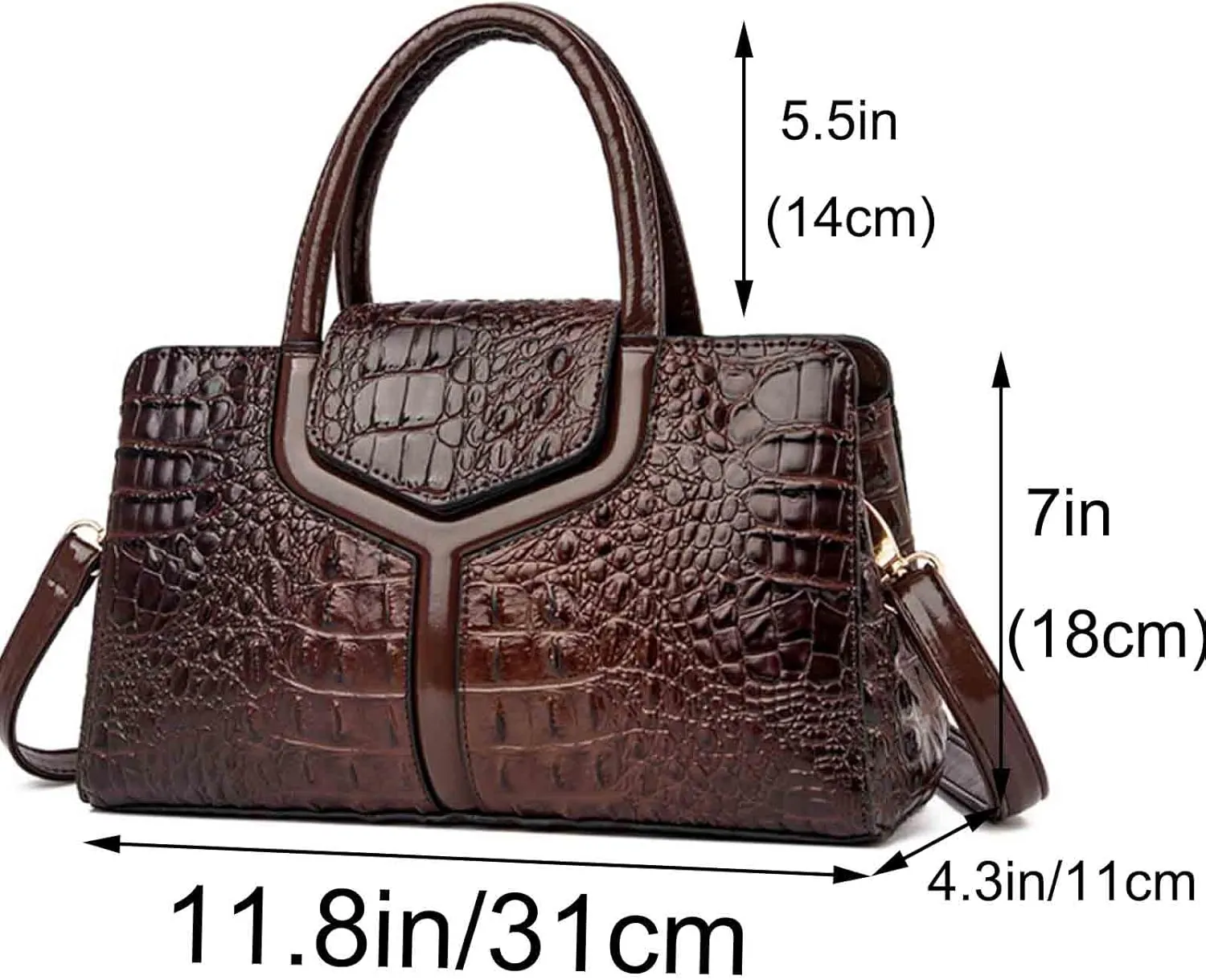 Women Elegant Purses and Handbags Crocodile Pattern Top Handle Satchel PU Leather Crossbody Shoulder Bags