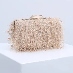 Women Handbag Clutch Bag with Tassels for Women, Wedding Banquet Party Handbag, Elegant Shoulder Bag Evening Bag (Color : Apricot)