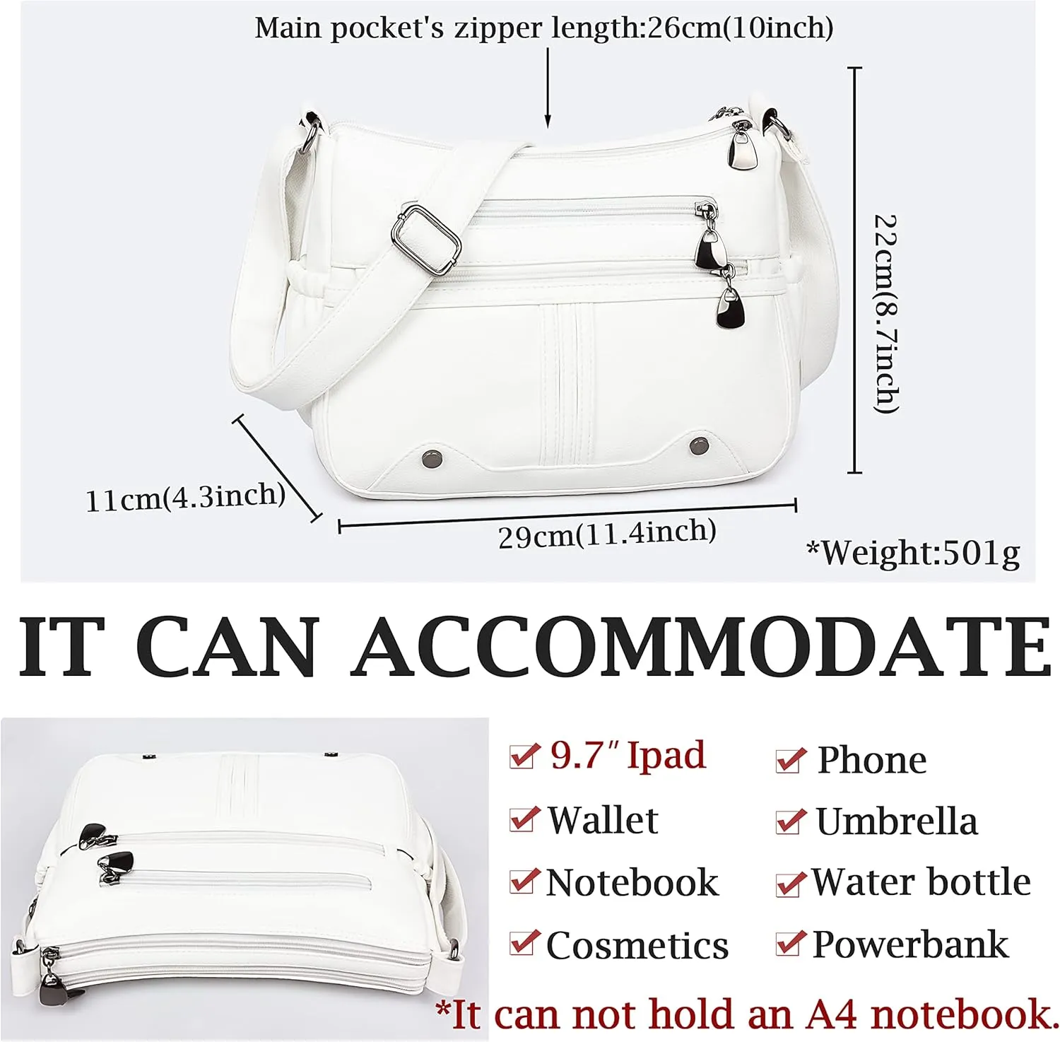 Women Soft PU Leather Shoulder Handbag Multi Pocket Crossbody Bag Ladies Medium Roomy Purses Fashion Tote Top Handle Satchel