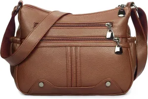 Women Soft PU Leather Shoulder Handbag Multi Pocket Crossbody Bag Ladies Medium Roomy Purses Fashion Tote Top Handle Satchel