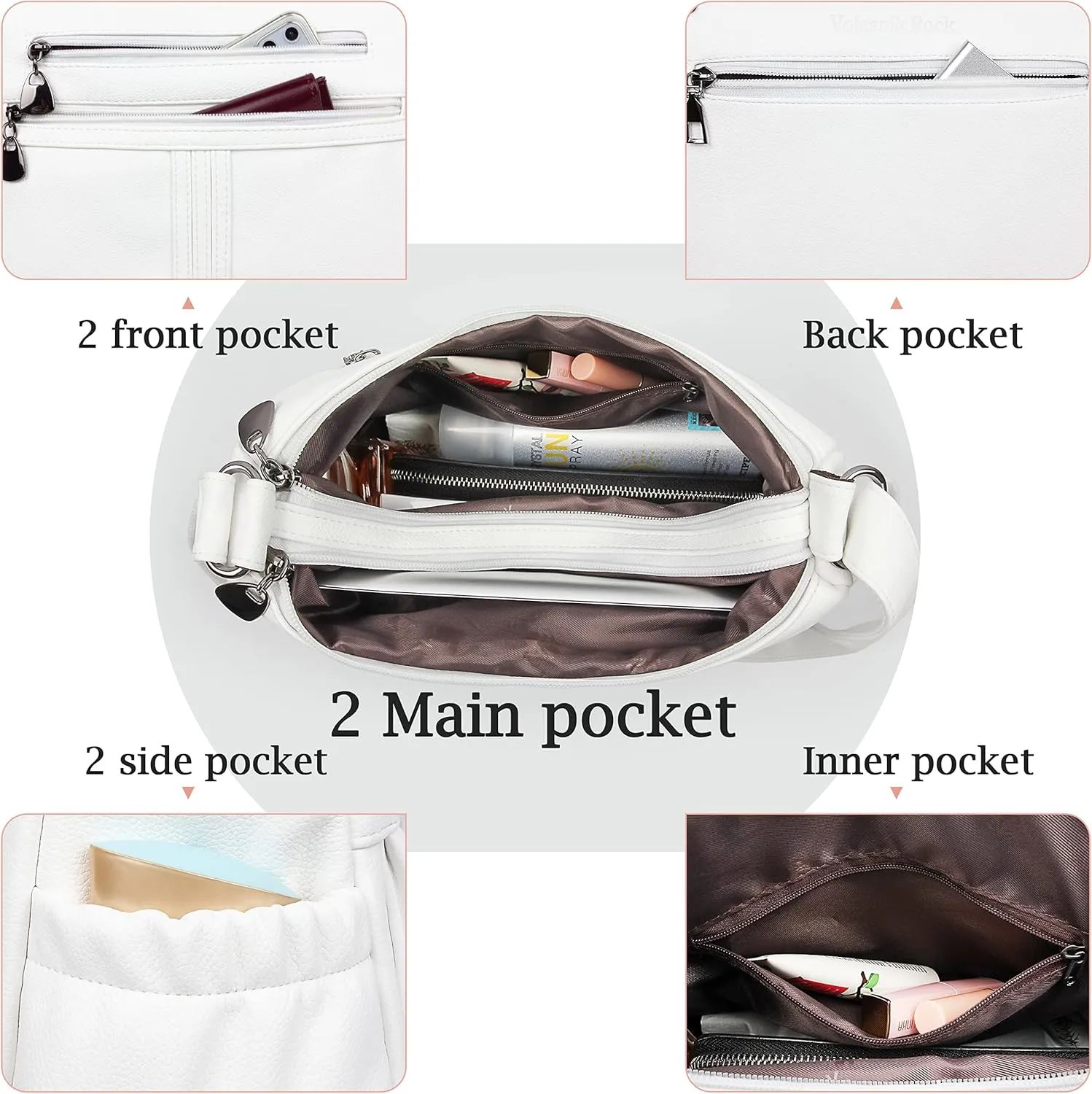 Women Soft PU Leather Shoulder Handbag Multi Pocket Crossbody Bag Ladies Medium Roomy Purses Fashion Tote Top Handle Satchel