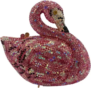 Women Swan Rhinestone Evening Bag Glitter Crystal Clutch Purse Elegant Handbag for Wedding Engagement Date