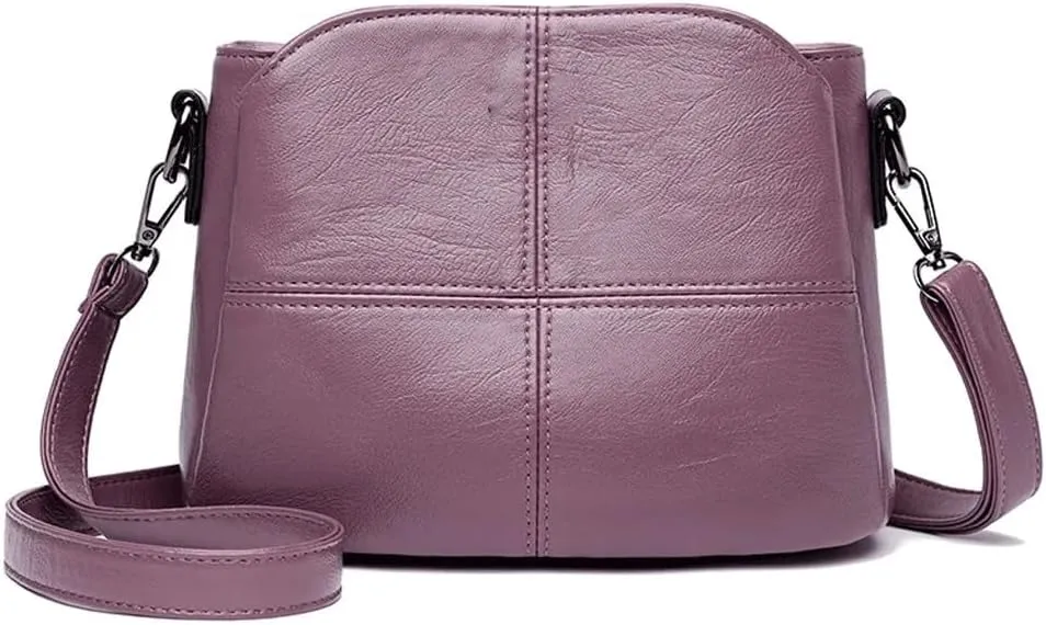 Women's Bags Retro Design Crossbody Bag Trend PU Leather Bucket Shoulder Bags Small Handbags(D)
