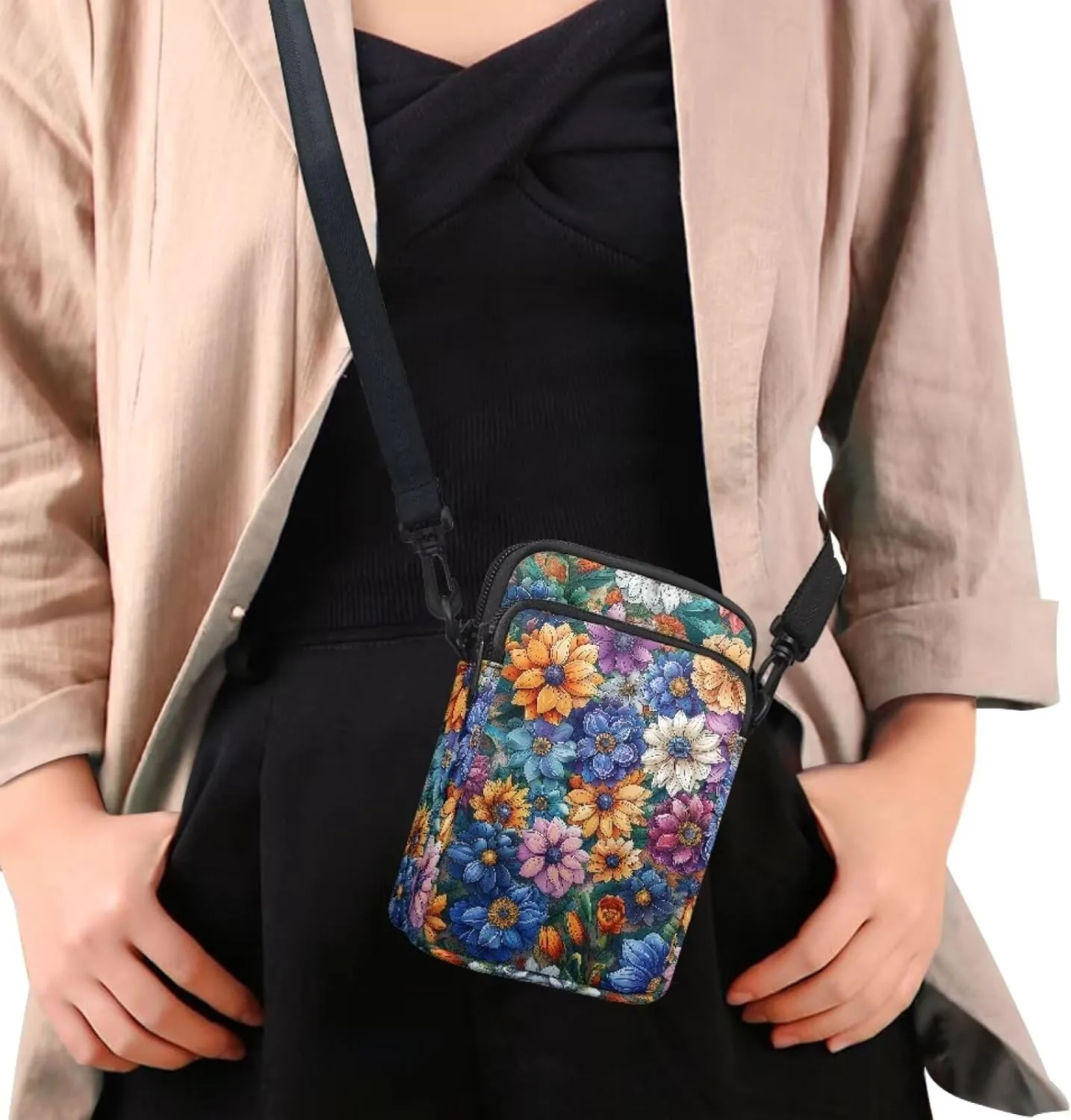 Women's Crossbody Bags Travel Shoulder Sling Bags Cell Phone Case Purse with Front Pocket