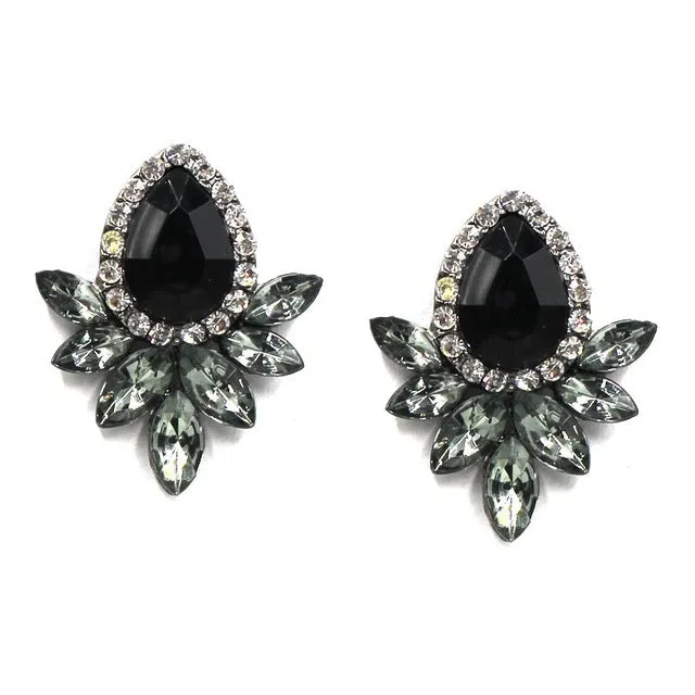Women's fashion earrings New arrival brand sweet metal with gems stud crystal earring for women girls
