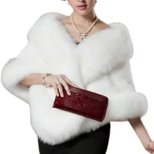 Women's Faux Fur Shawl Soft Versatile Scarf Wrap Shrug Winter Warm Cloak Coat Cape for 1920s Bridal Wedding Evening Dresses