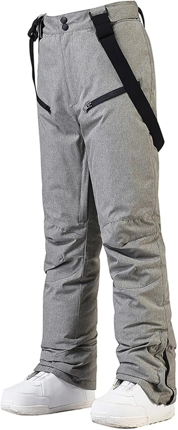 Women's Insulated Snow Pants Winter Solid Warm Ski Pant Outdoor Waterproof Snowboard Bibs with Detachable Suspender