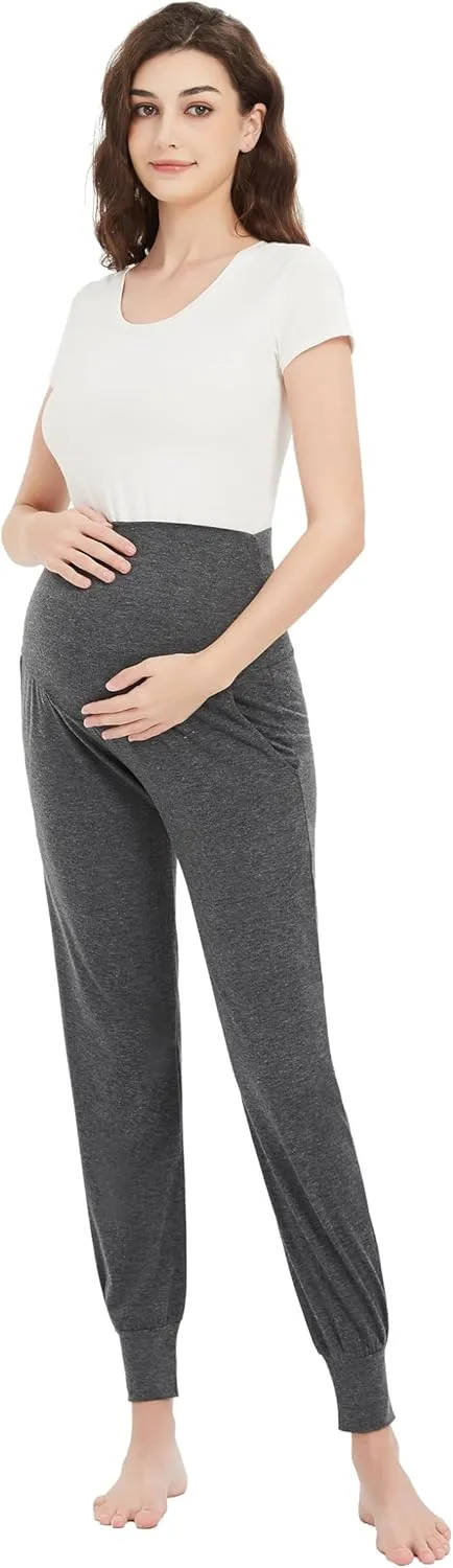 Women's Maternity Joggers Pants Pregnancy Clothes Over The Belly Pregnancy Pant with Pockets