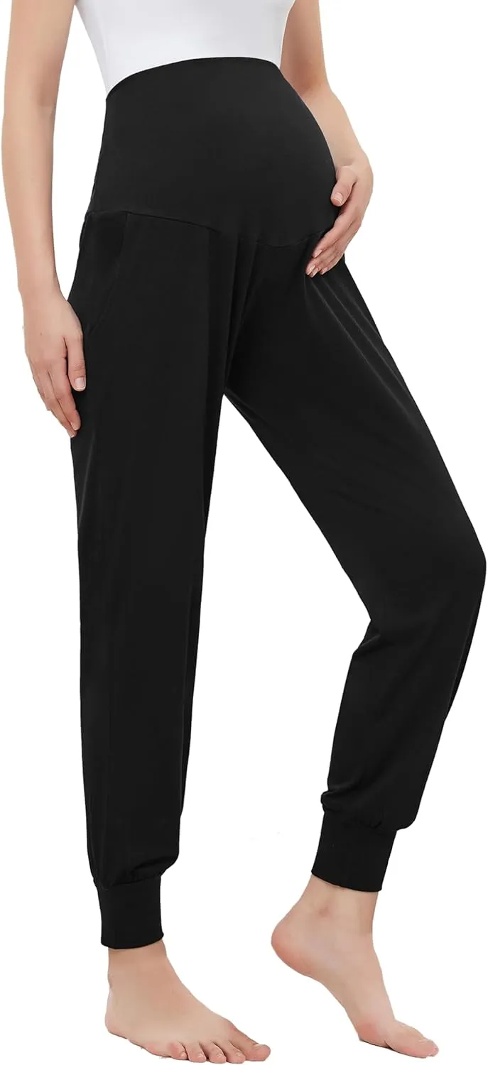 Women's Maternity Joggers Pants Pregnancy Clothes Over The Belly Pregnancy Pant with Pockets