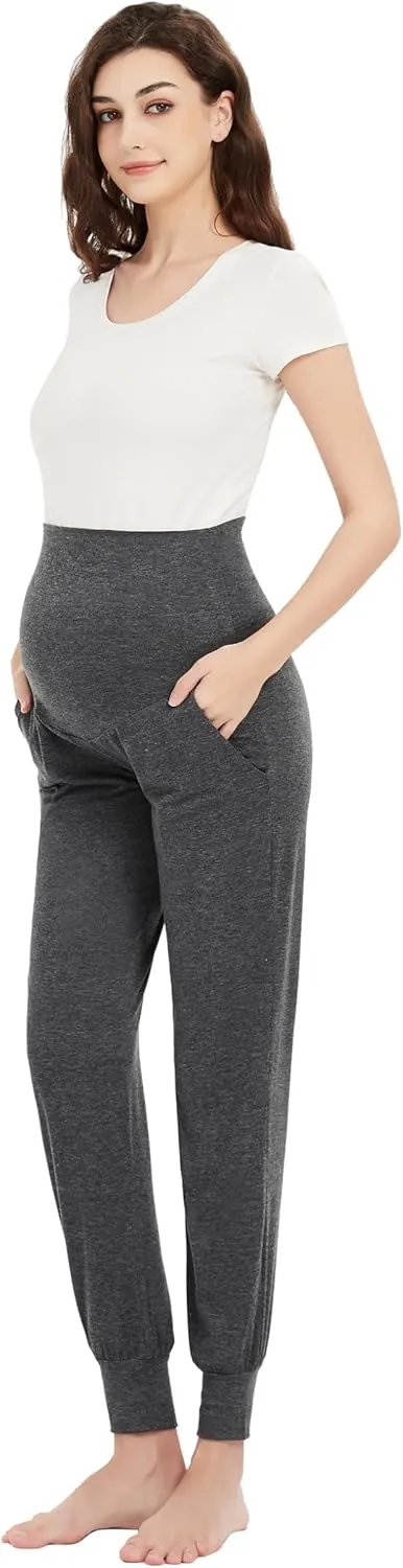 Women's Maternity Joggers Pants Pregnancy Clothes Over The Belly Pregnancy Pant with Pockets