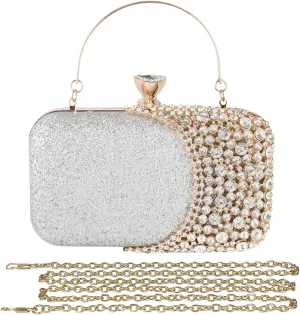 Womens Rhinestone Evening Bag Crystal Clutch Bag Sparkly Sequin Glitter Handbag Banquet Bag Bridal Wedding Purse