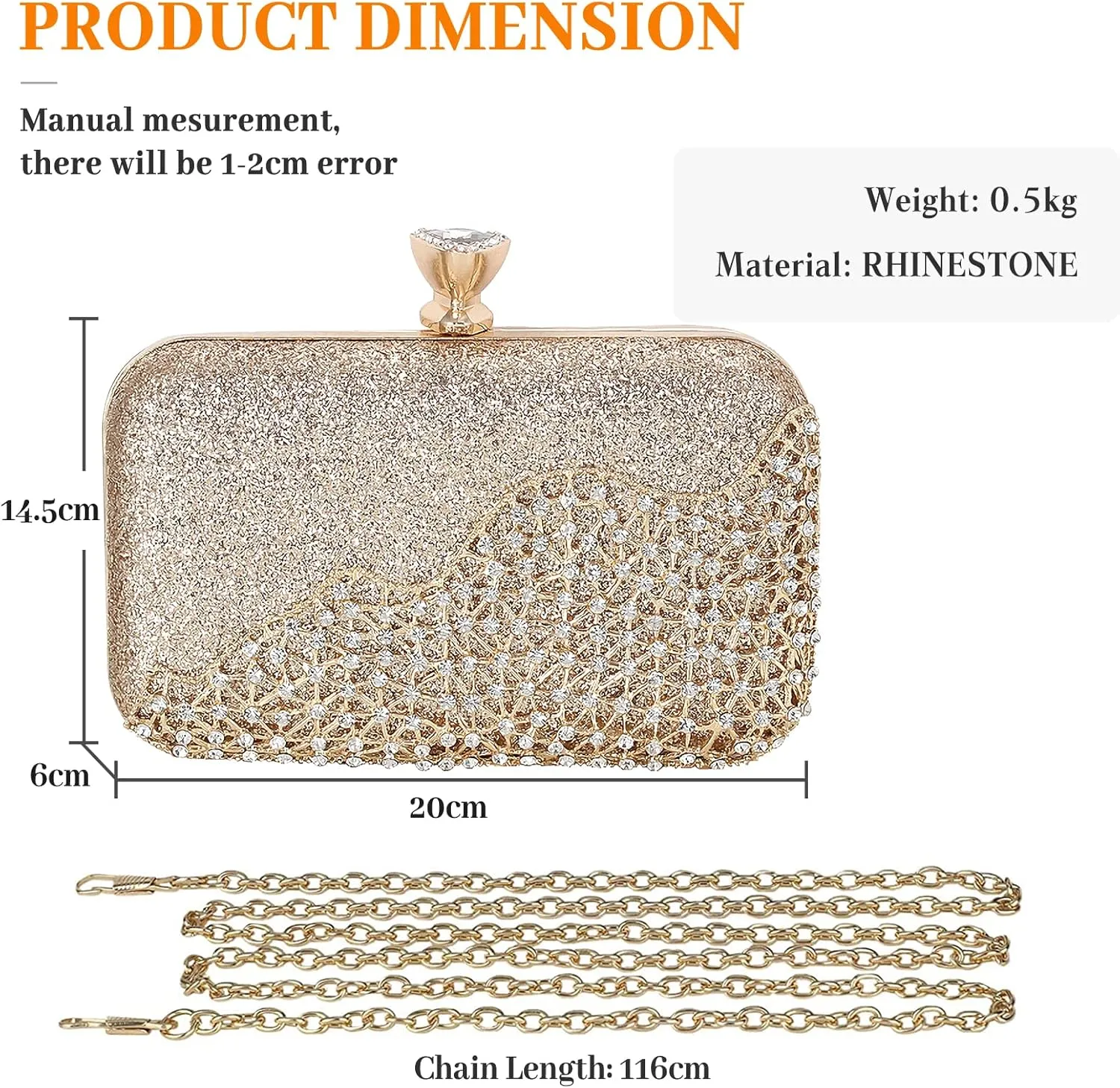 Womens Rhinestone Evening Bags Crystal Clutch Bag Sparkly Sequin Glitter Handbag Crossbody Bag