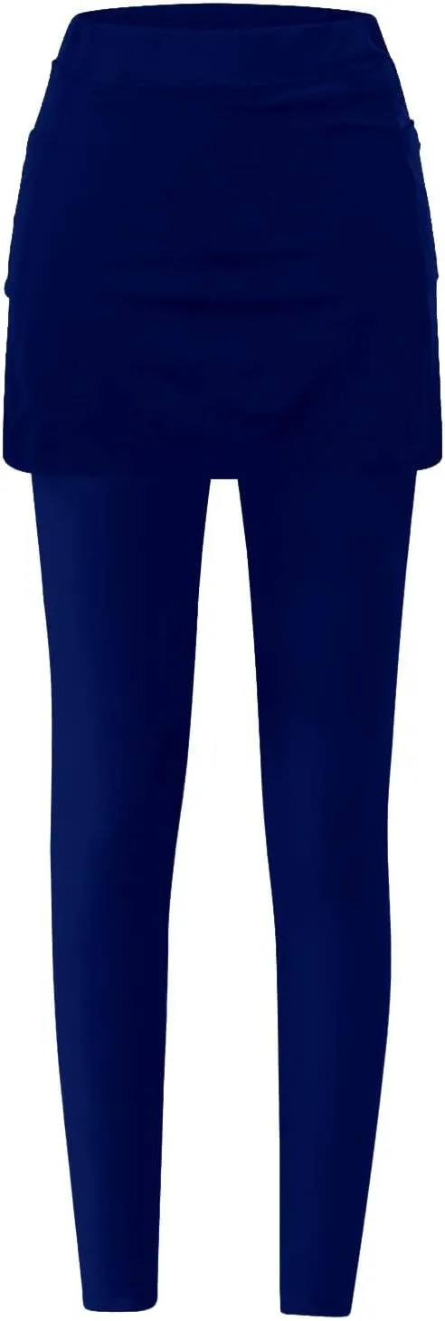 Women's Sports Skirted Leggings Yoga Skirts Spandex Tights Athletic Tennis Skorts Gym Active Running Bottoms Skirts