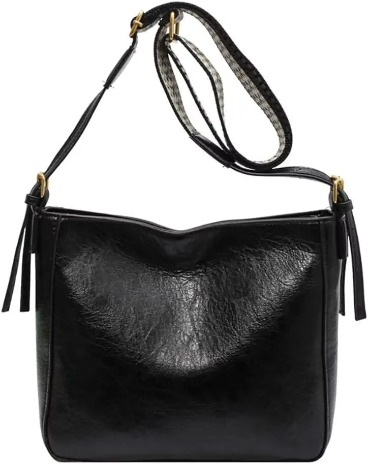 Womens Tote Handbag Designer Crossbody Bag Roomy Shoulder Purse Hobo Bag Casual Commuter Satchel with Guitar Strap, Black