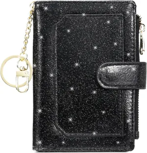 Womens Wallets RFID Small Compact Bifold Leather Card Holder Zip Pocket