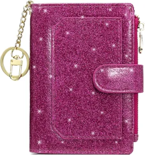 Womens Wallets RFID Small Compact Bifold Leather Card Holder Zip Pocket