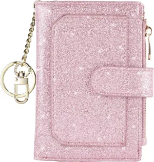 Womens Wallets RFID Small Compact Bifold Leather Card Holder Zip Pocket
