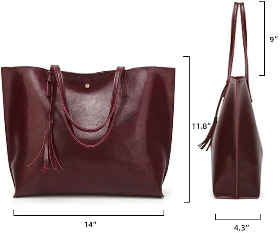 Work Handbag with Tassel Womens Tote Roomy Shoulder Purse Retro Commuter