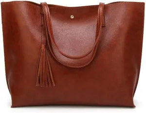 Work Handbag with Tassel Womens Tote Roomy Shoulder Purse Retro Commuter