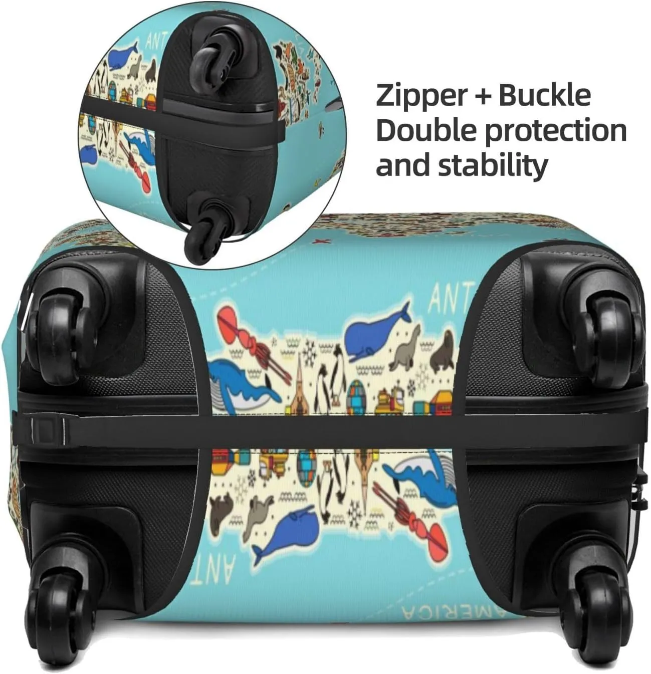 World Travel Line Icons Map Luggage Cover,Washable Suitcase Covers Fashion Luggage Covers,Anti-Scratch Suitcase Protector Cover