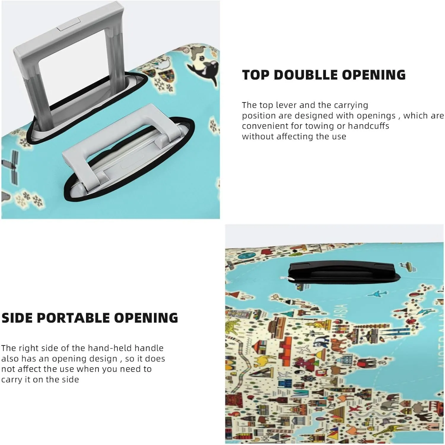 World Travel Line Icons Map Luggage Cover,Washable Suitcase Covers Fashion Luggage Covers,Anti-Scratch Suitcase Protector Cover