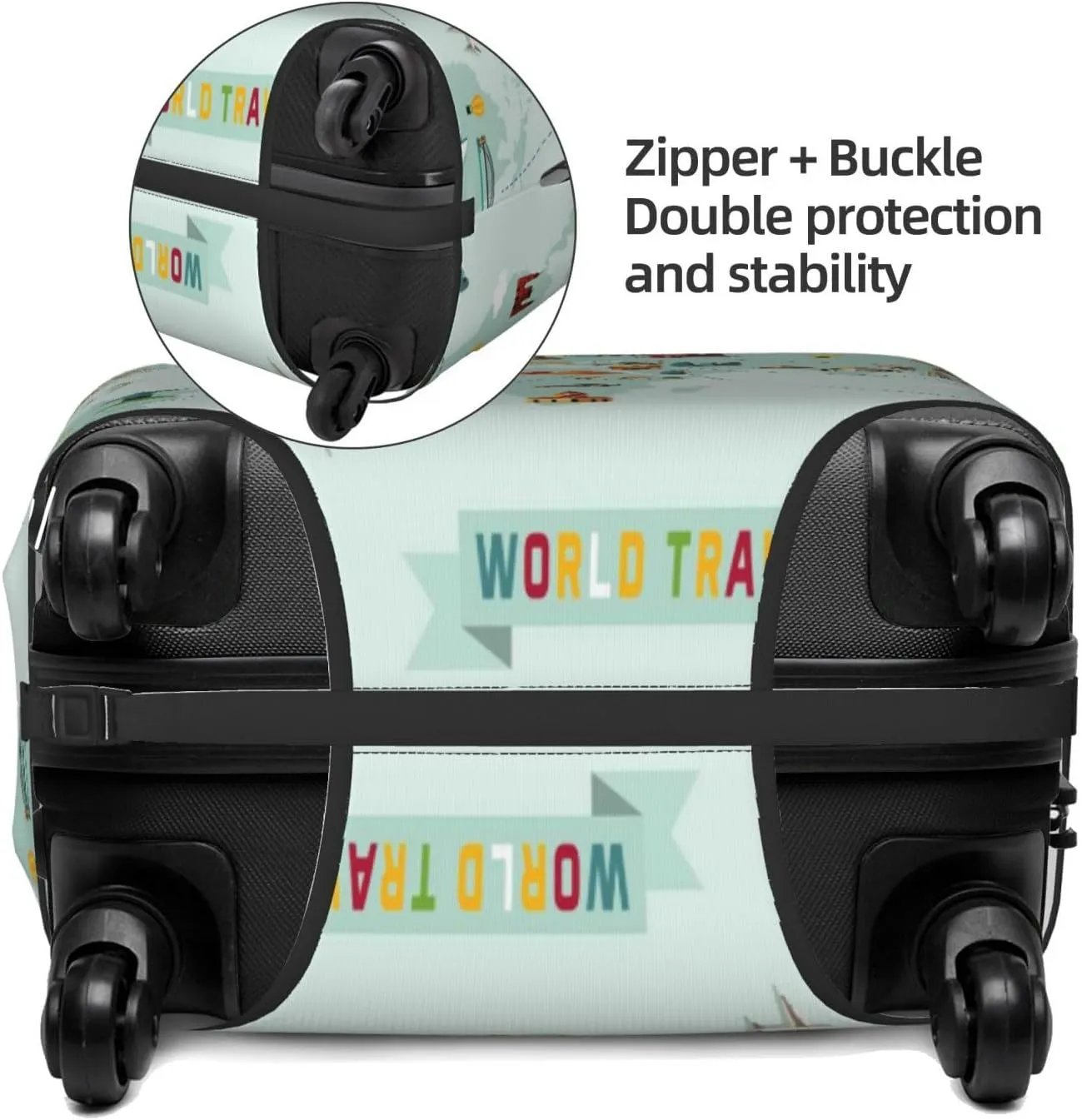 World Travel Map Luggage Cover,Washable Suitcase Covers Fashion Luggage Covers,Anti-Scratch Suitcase Protector Cover