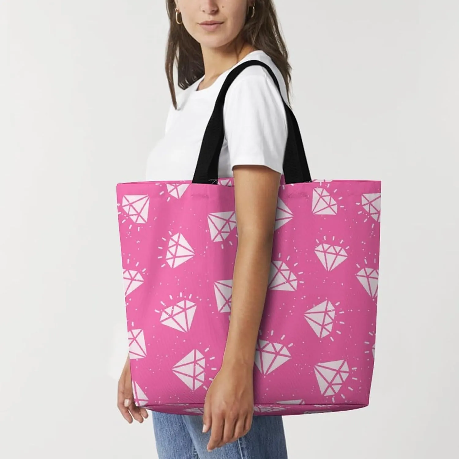 Wow-cool Women's Tote Bag Built-In Pockets Single Shoulder Tote Bag Interior Spacious Travel Shopping Bag
