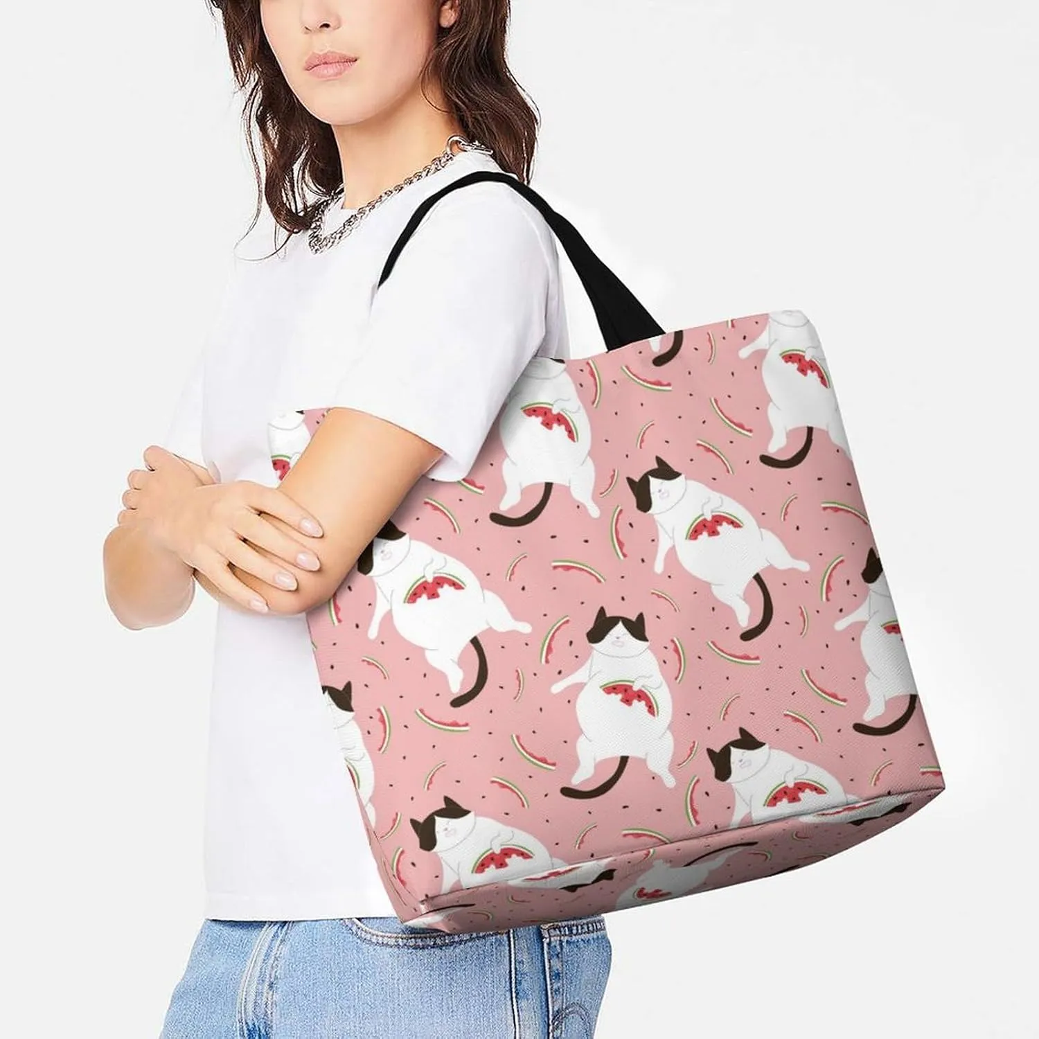 Wow-cool Women's Tote Bag Built-In Pockets Single Shoulder Tote Bag Interior Spacious Travel Shopping Bag