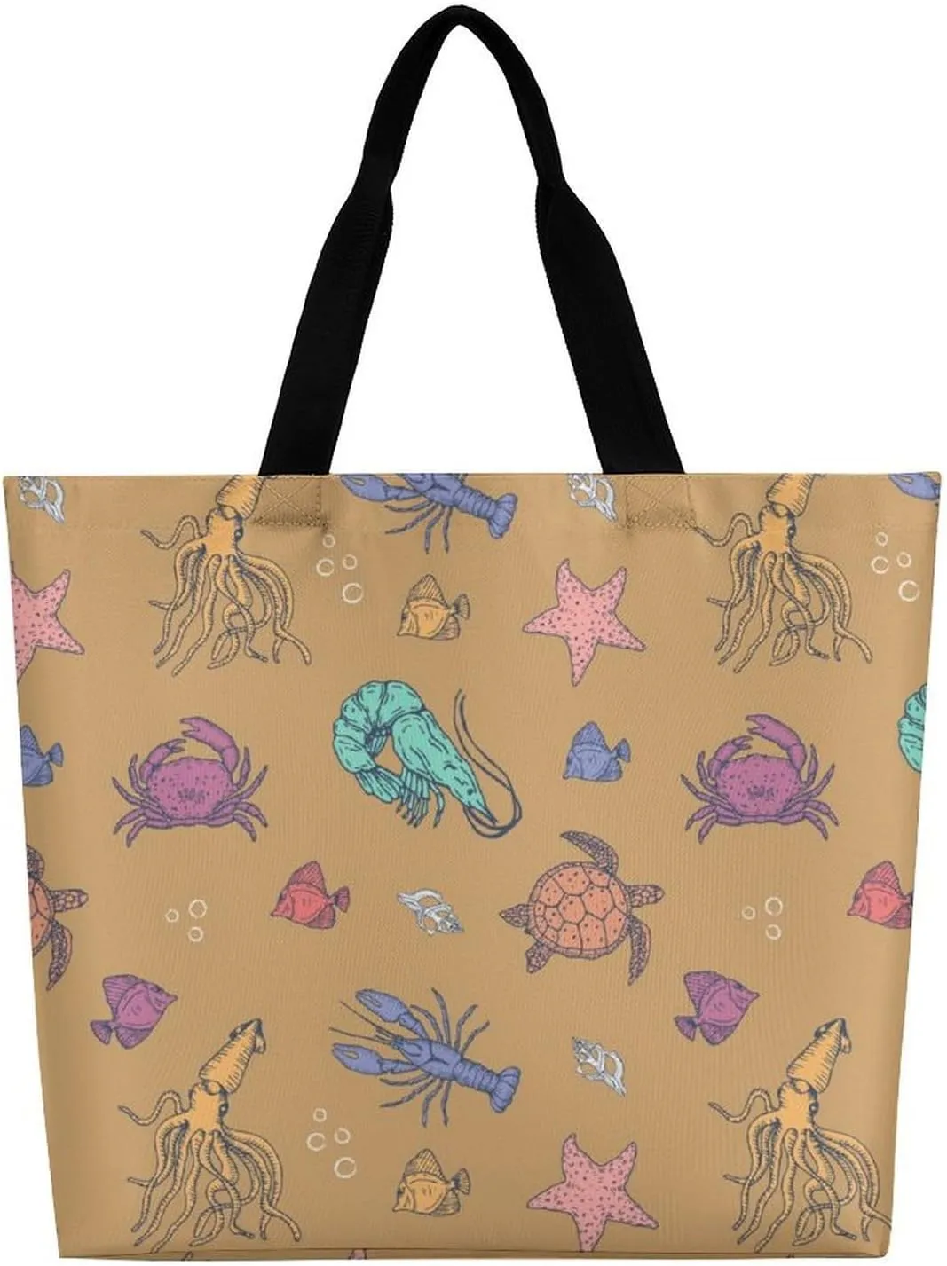 Wow-cool Women's Tote Bag Built-In Pockets Single Shoulder Tote Bag Interior Spacious Travel Shopping Bag