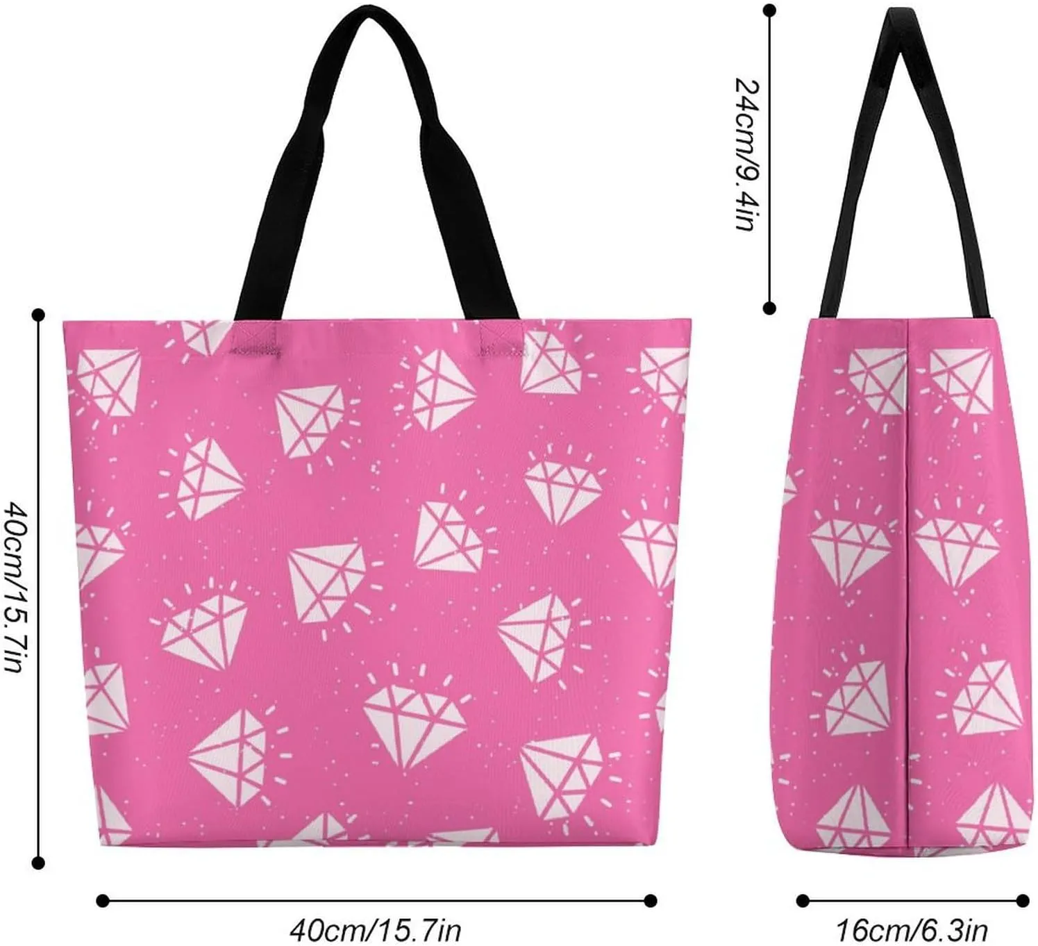Wow-cool Women's Tote Bag Built-In Pockets Single Shoulder Tote Bag Interior Spacious Travel Shopping Bag