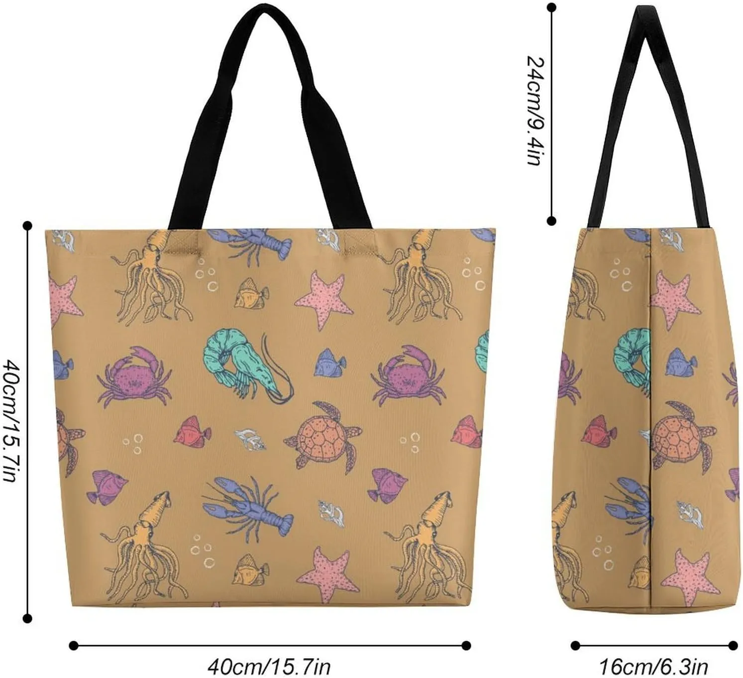 Wow-cool Women's Tote Bag Built-In Pockets Single Shoulder Tote Bag Interior Spacious Travel Shopping Bag