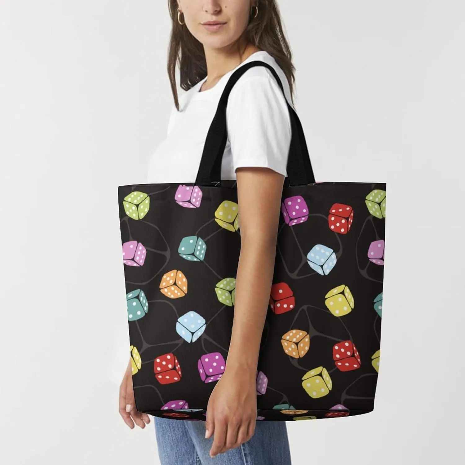 Wow-cool Women's Tote Bag Built-In Pockets Single Shoulder Tote Bag Interior Spacious Travel Shopping Bag