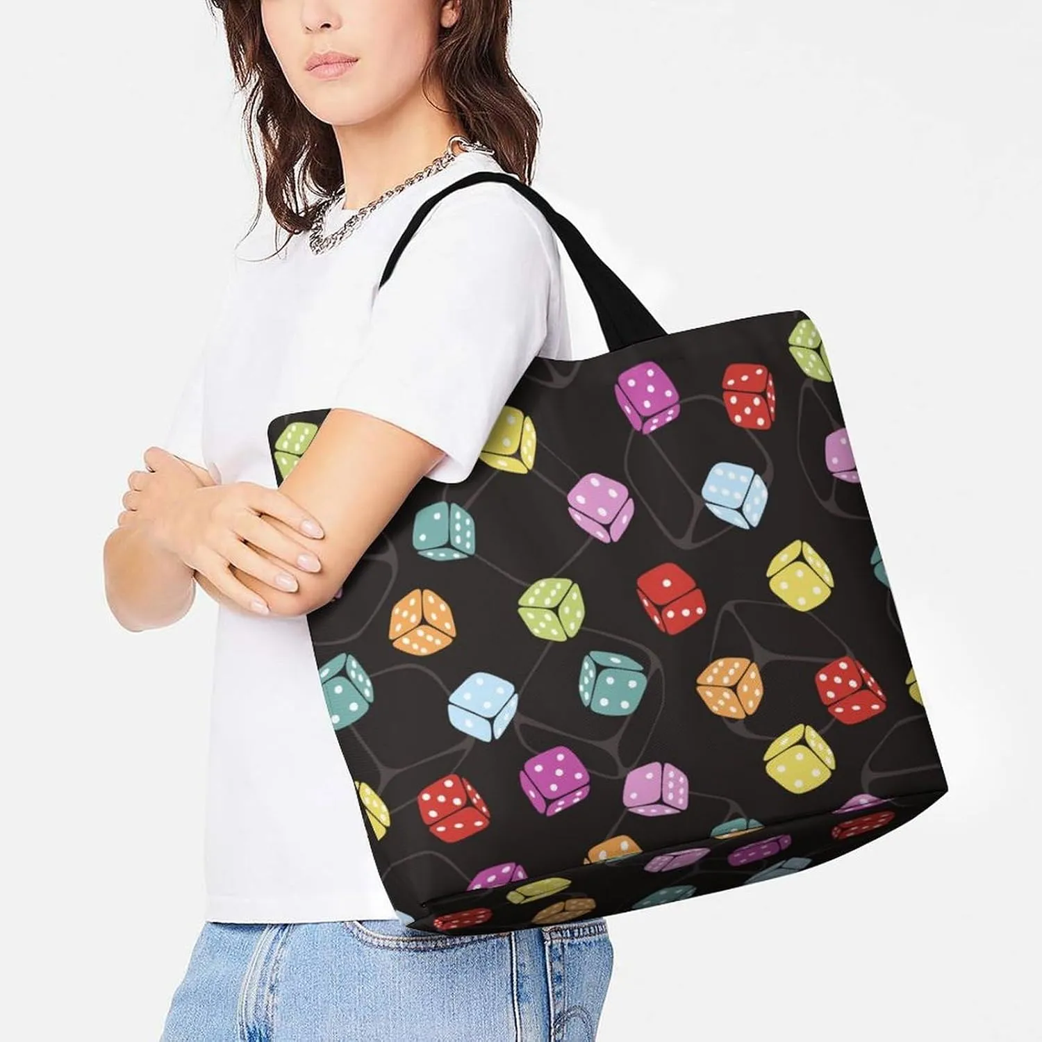 Wow-cool Women's Tote Bag Built-In Pockets Single Shoulder Tote Bag Interior Spacious Travel Shopping Bag