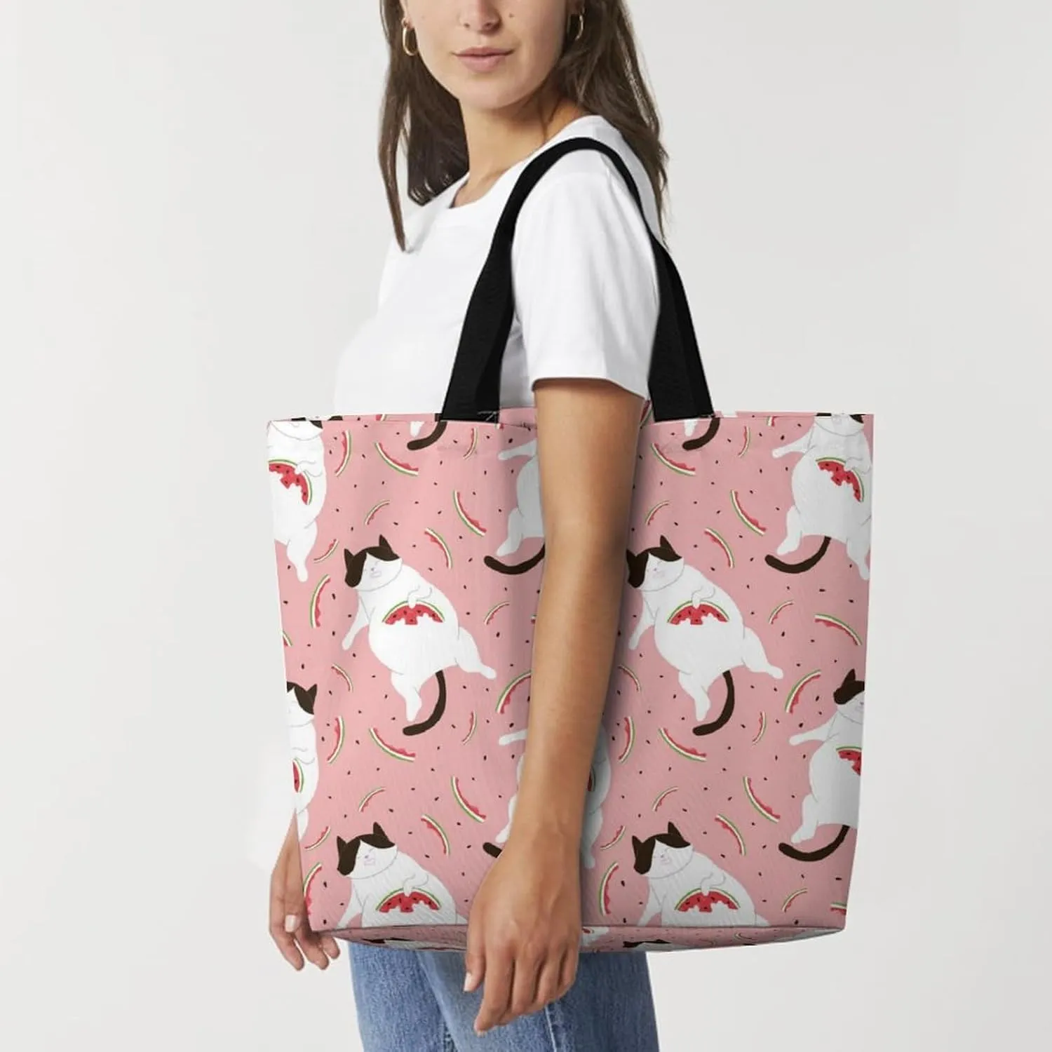 Wow-cool Women's Tote Bag Built-In Pockets Single Shoulder Tote Bag Interior Spacious Travel Shopping Bag