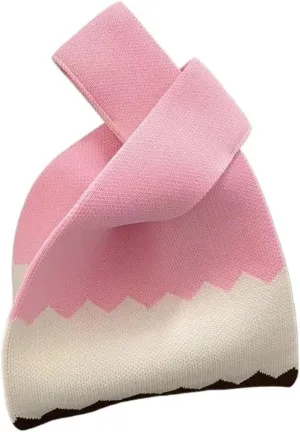Wrist Knot Bag Handmade Knit Handbags Women Versatile Knot Wrist Bag Casual Small Tote Bag Girls Large Capacity Reusable Shopping Bags for Women(Color: 2)