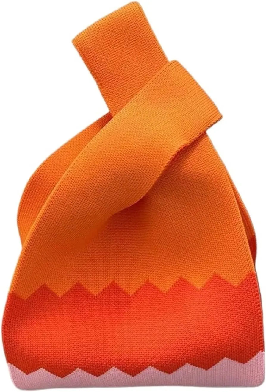 Wrist Knot Bag Handmade Knit Handbags Women Versatile Knot Wrist Bag Casual Small Tote Bag Girls Large Capacity Reusable Shopping Bags for Women(Color: 2)