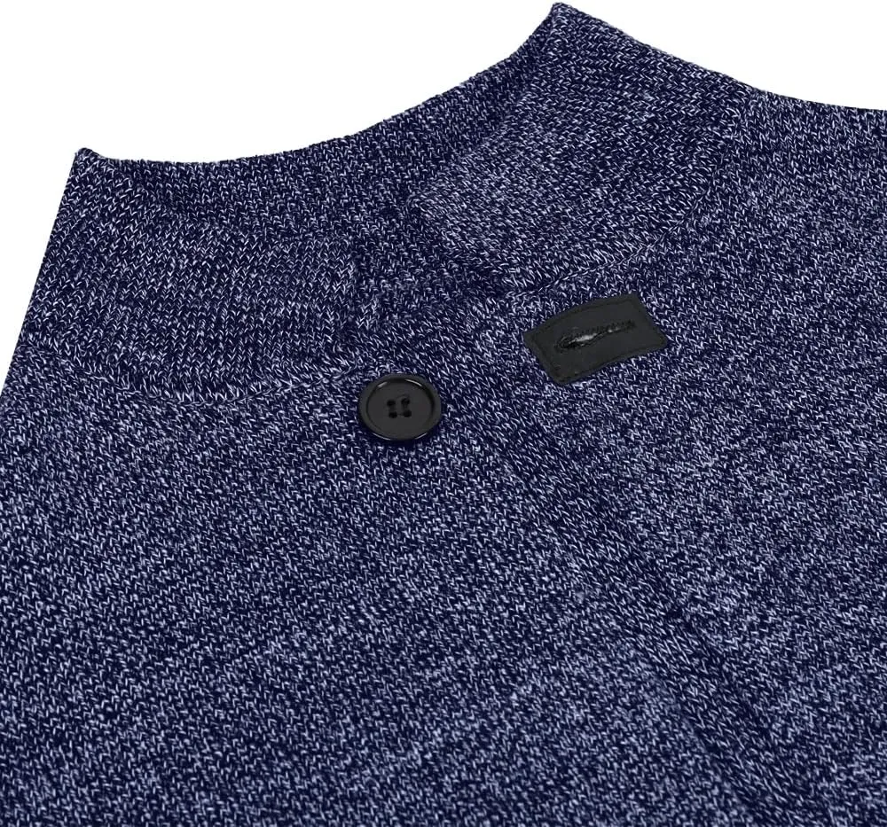 yoeasy Men's Blazer Collar Long Sleeve Button Knit Cardigan Casual Open Front Sweater with Pockets