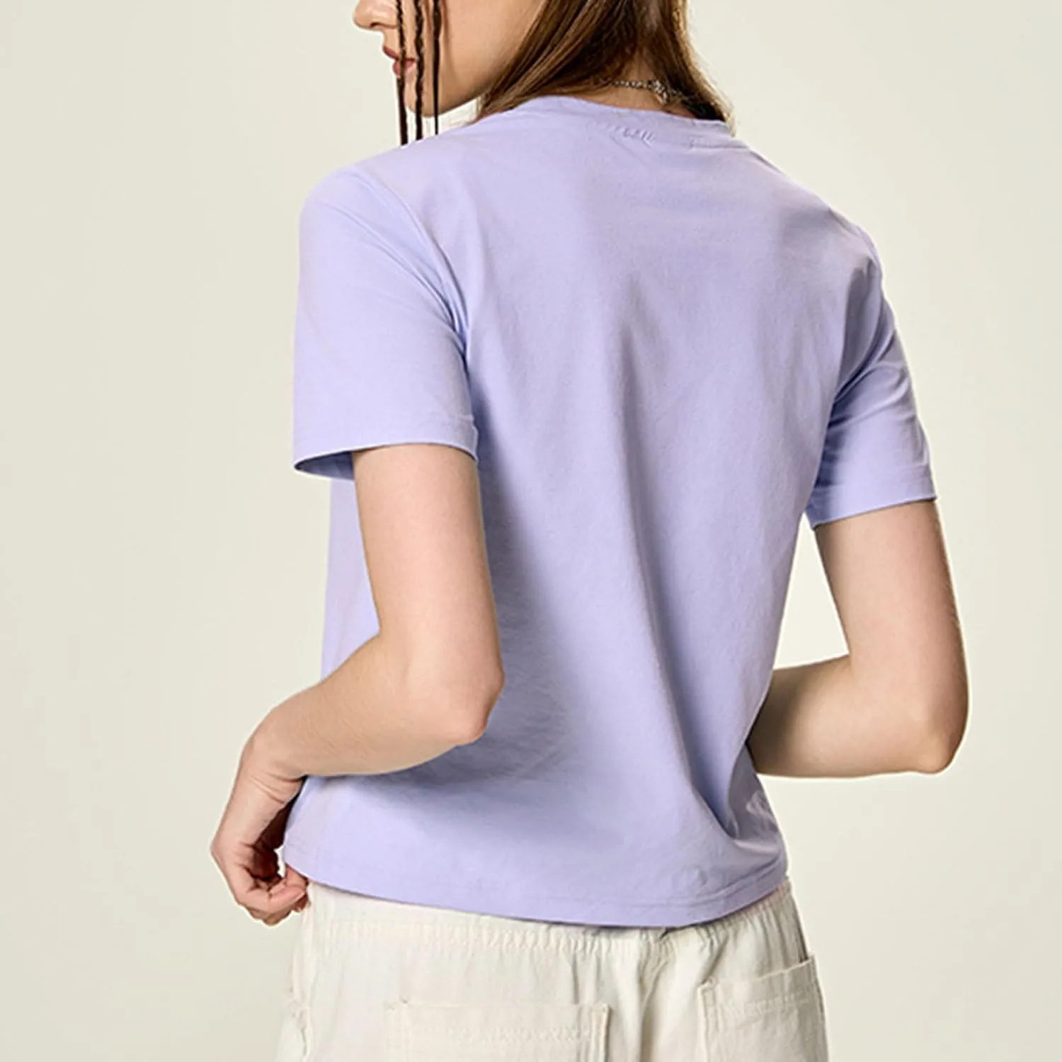 Yoolin Women's Slim Fit T-Shirt Moisture Wicking Quick Dry Round Neck Casual Summer Petite Sizing Pure Color Versatile Top