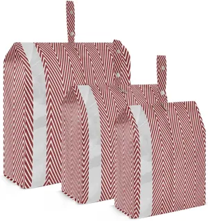 Zigzag Lines Red Packing Cubes Set of 3, Lightweight Travel Luggage Organizers Foldable Bags for Easy Packing and Organization