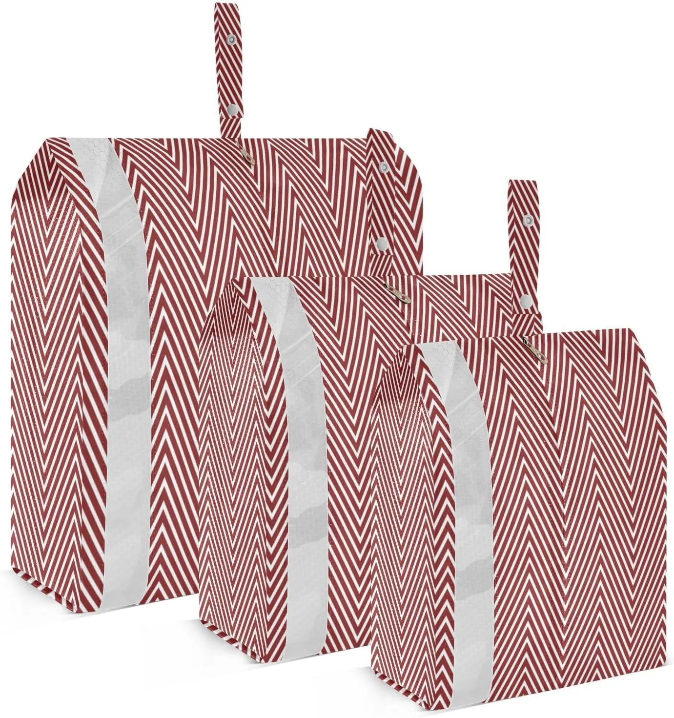 Zigzag Lines Red Packing Cubes Set of 3, Lightweight Travel Luggage Organizers Foldable Bags for Easy Packing and Organization