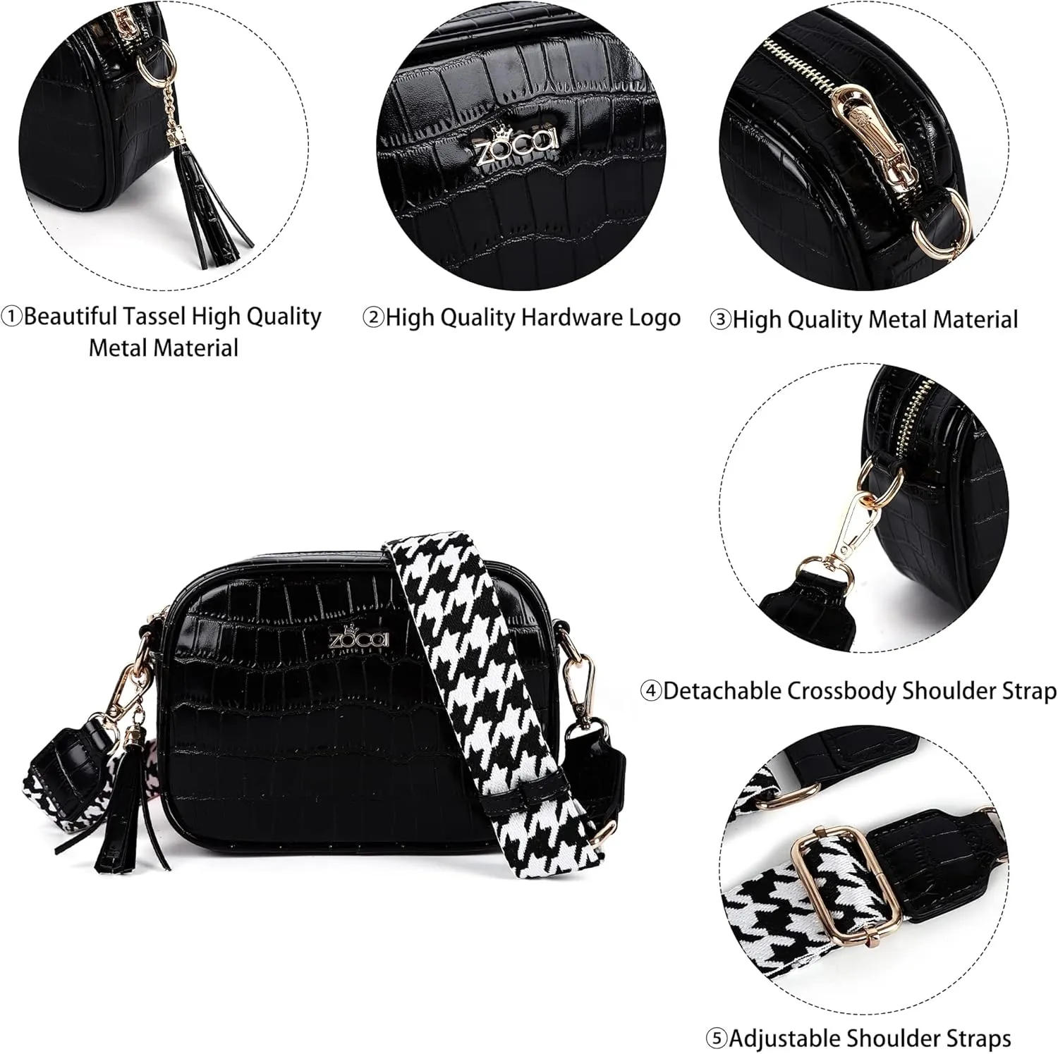 ZOCAI Camera Crossbody Shoulder Bags for Women Small Cluth Vegan Leather Handbag Purses with Adjustable Strap Lightweight