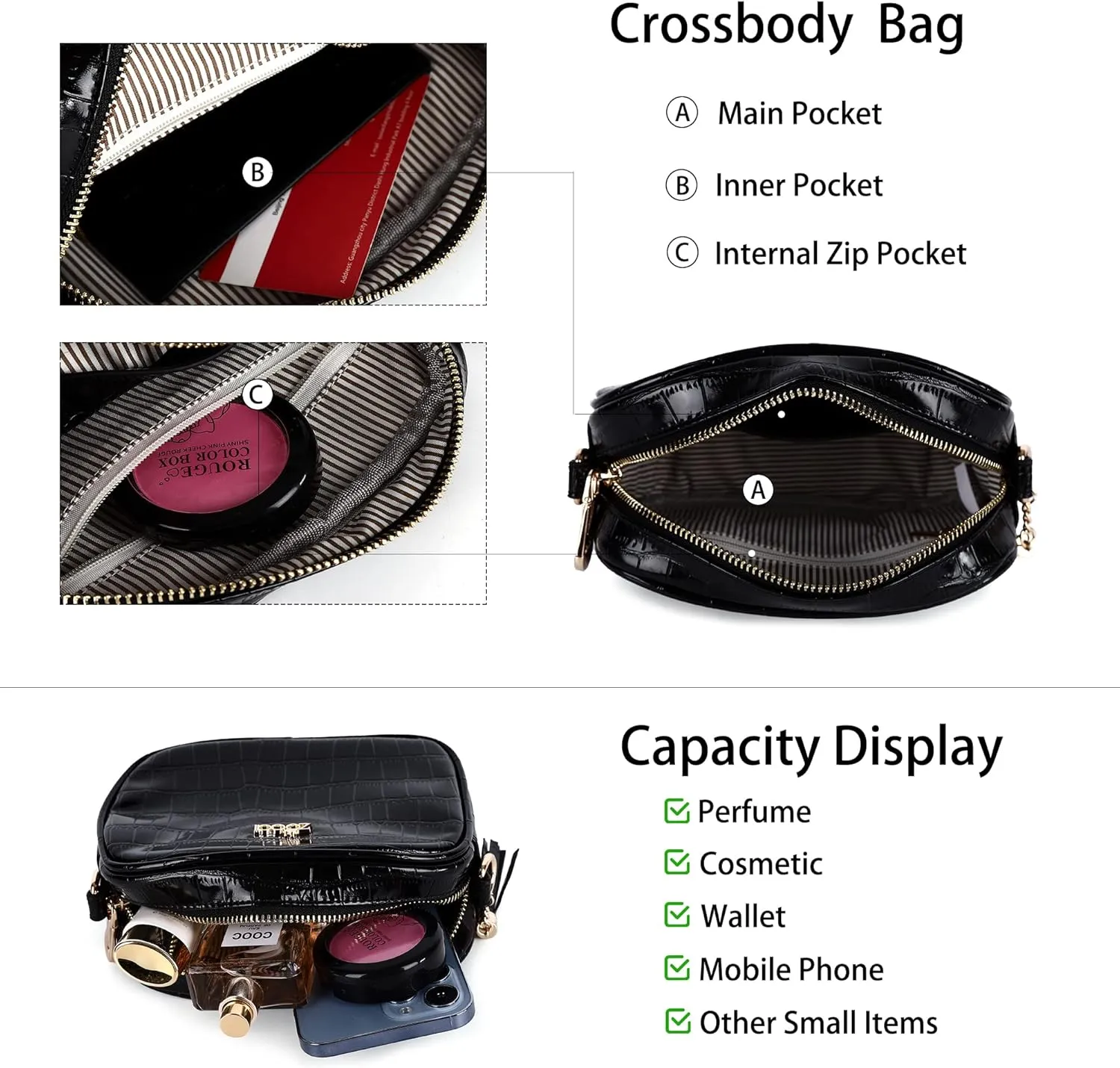 ZOCAI Camera Crossbody Shoulder Bags for Women Small Cluth Vegan Leather Handbag Purses with Adjustable Strap Lightweight
