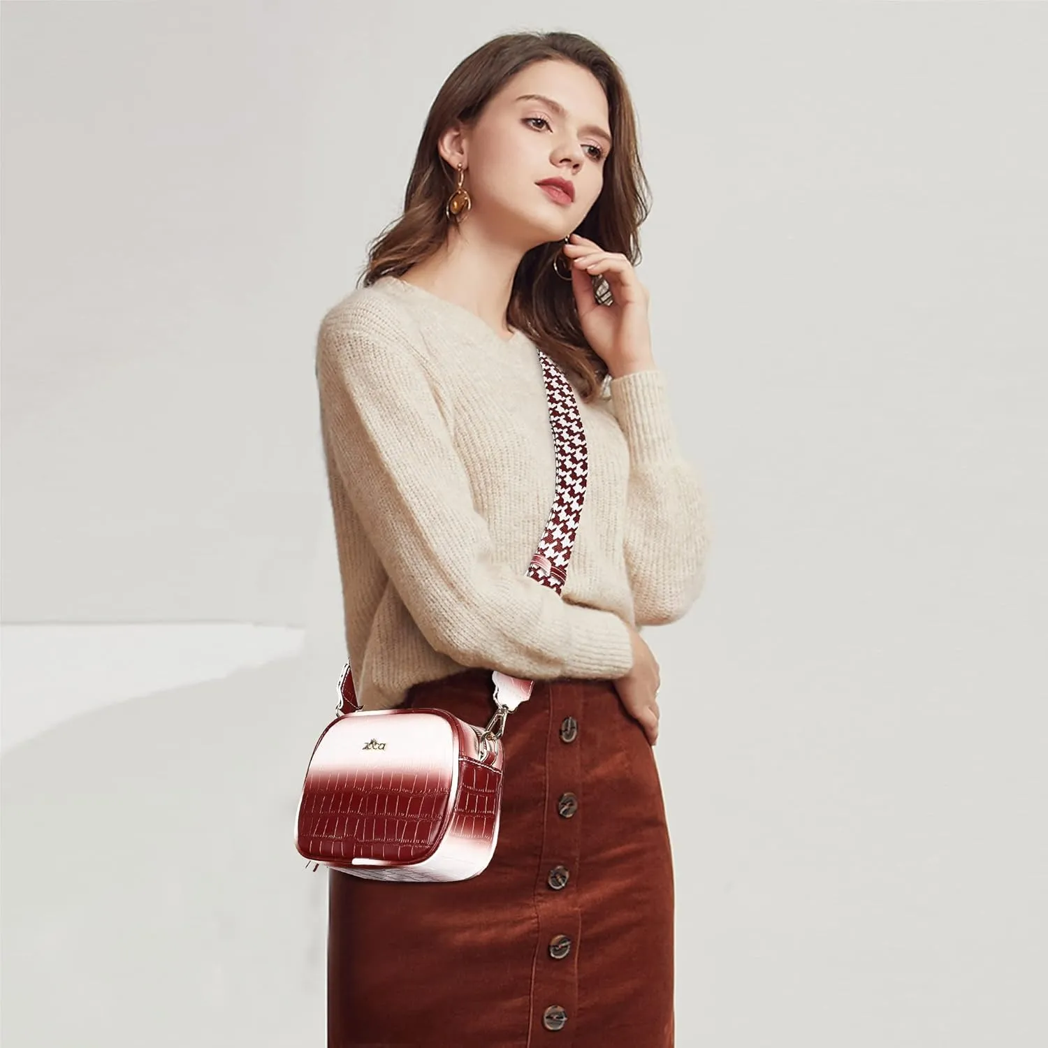 ZOCAI Camera Crossbody Shoulder Bags for Women Small Cluth Vegan Leather Handbag Purses with Adjustable Strap Lightweight