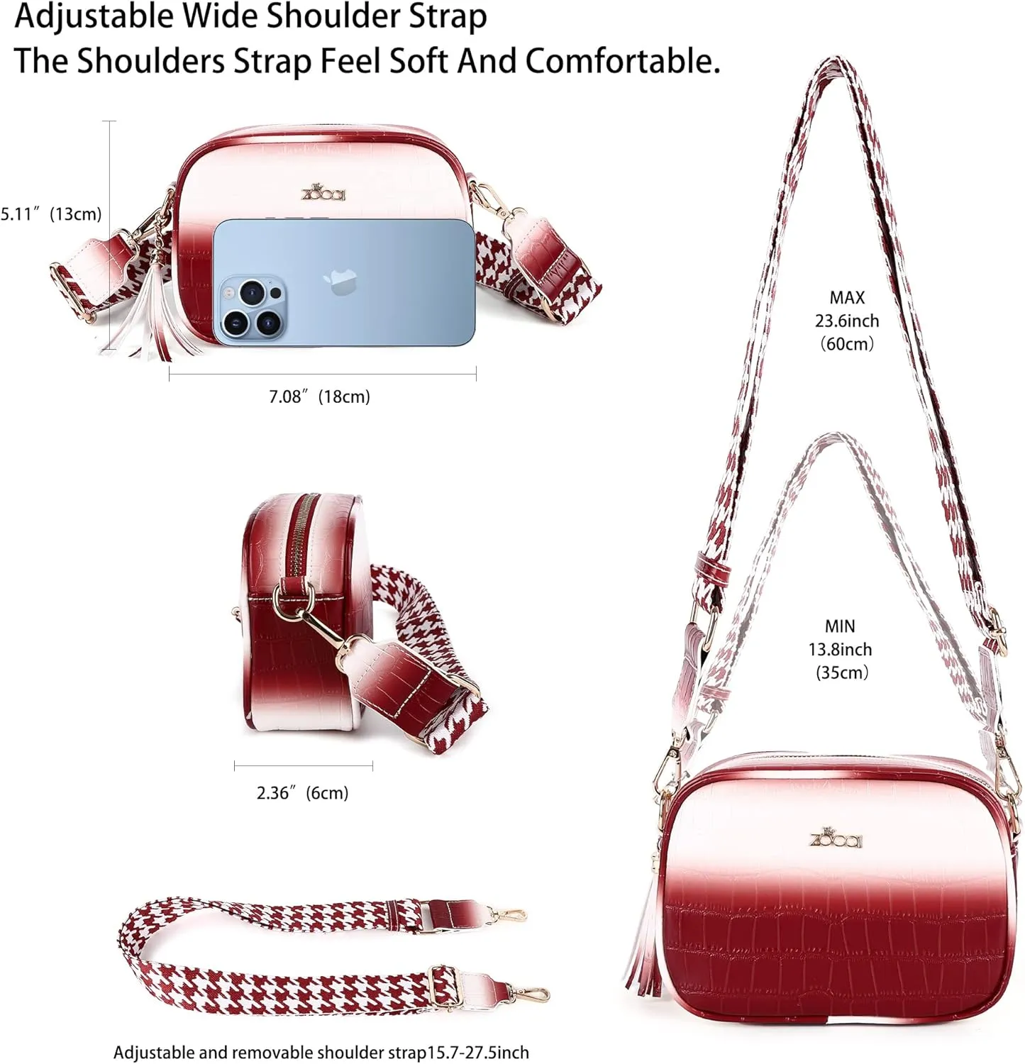 ZOCAI Camera Crossbody Shoulder Bags for Women Small Cluth Vegan Leather Handbag Purses with Adjustable Strap Lightweight